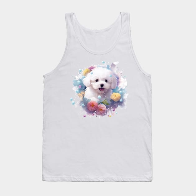 Irresistible Gift: Flowery Bichon Frize Tank Top by Arte Imprimible